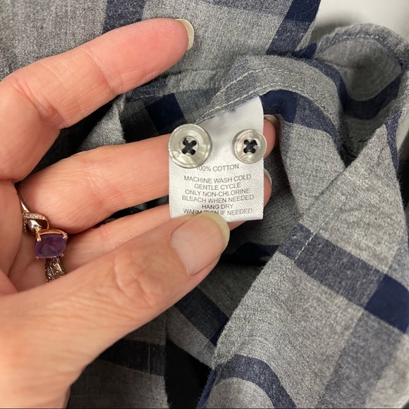 UNTUCKit Men’s Grey/Blue Windowpane Check 100% Cotton Button Up Shirt Size L - Picture 7 of 7